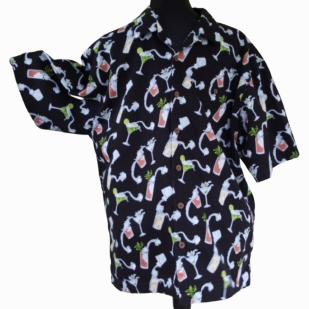 Chiliwear DRINKS Hawaiian Luau Camp Shirt (L)